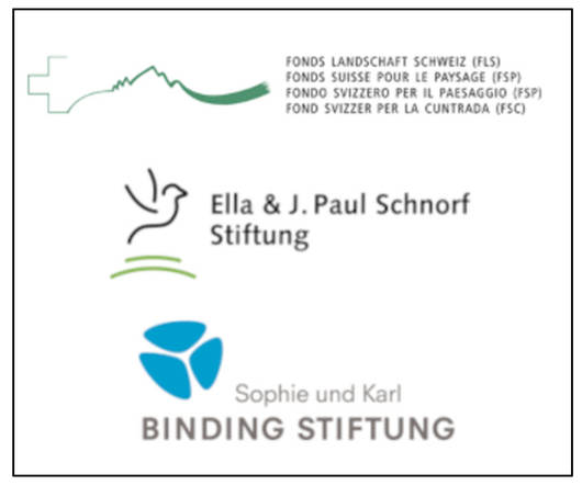 Logos Fonds Suisse Pour le Paysage (PSP) / Ella & J. Paul Schnorf Stiftung / Sophie und Karl Binding Stiftung